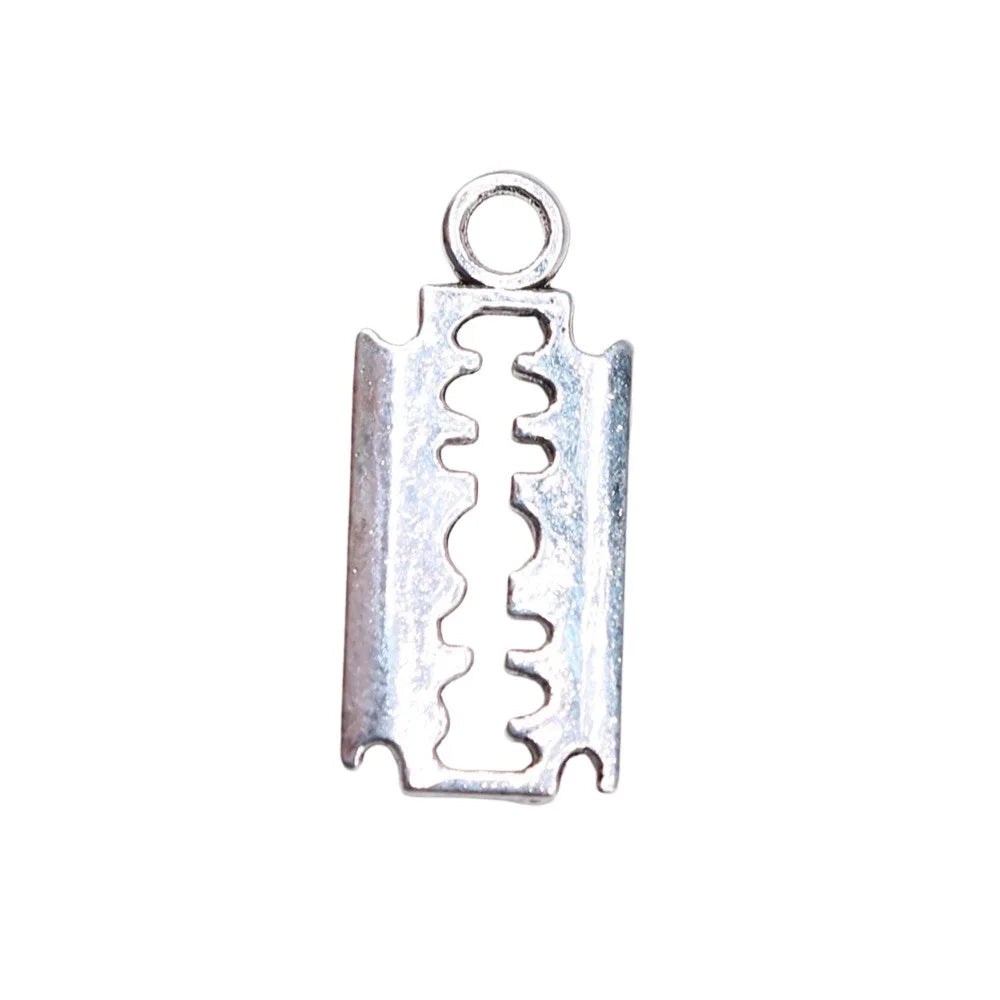 24x11mm 1.1g Antique Silver Zinc Alloy Razor Blade Charm Pendant for DIY Necklace Bracelet Making