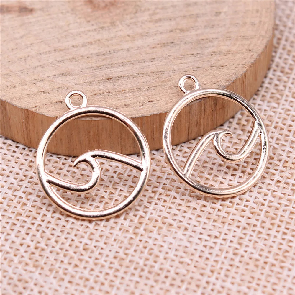 20x20mm 1.1g Multicolor Zinc Alloy Ocean Wave Charm Pendant for DIY Necklace Bracelet Jewelry Making