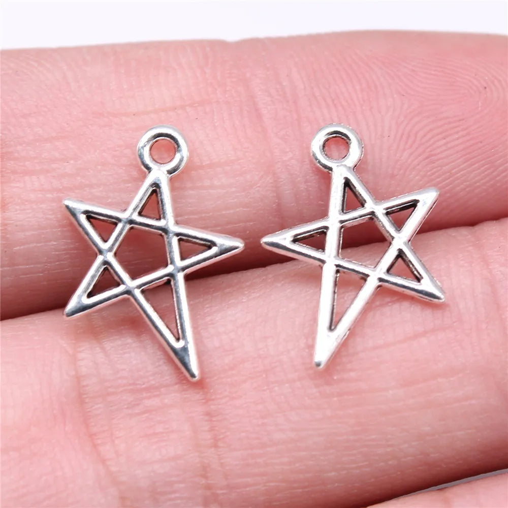 18x13mm 0.45g Antique Silver Zinc Alloy Irregular Five Point Star Charm Pendant for DIY Jewelry Making