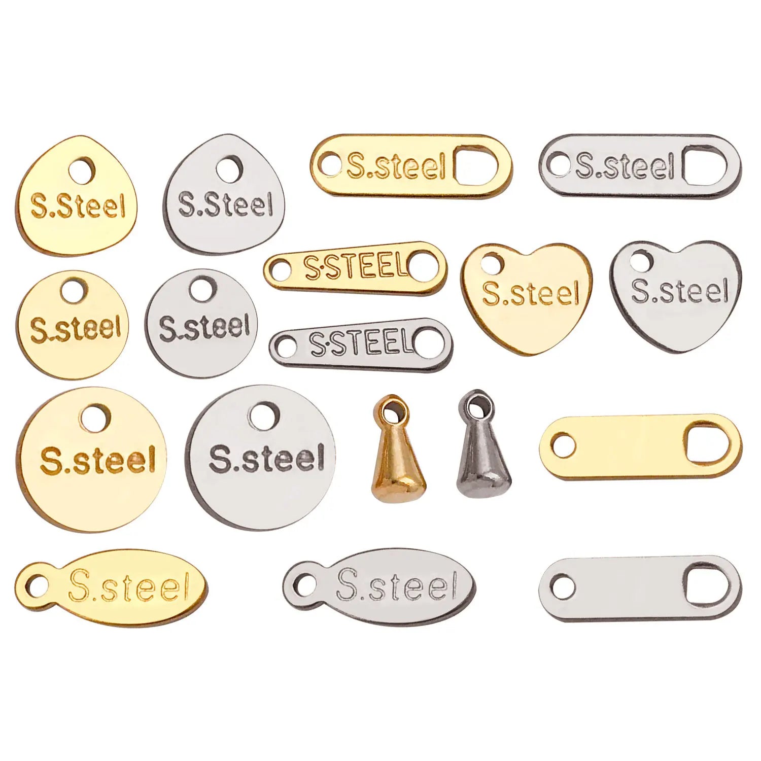 Stainless Steel Round Engraved Tag Extension Chain for DIY Necklace Bracelet Ends