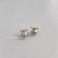Premium Round Glass Pearl Stud Earrings 14K Plated Minimalist Elegant Ear Jewelry