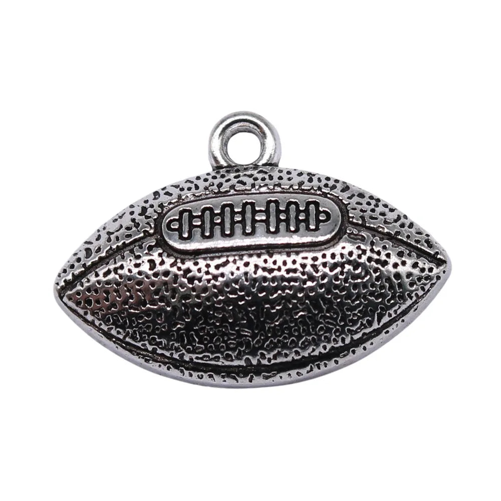 24x20mm 3.36g Antique Silver Zinc Alloy Football Charm Pendant for DIY Sports Jewelry Accessories