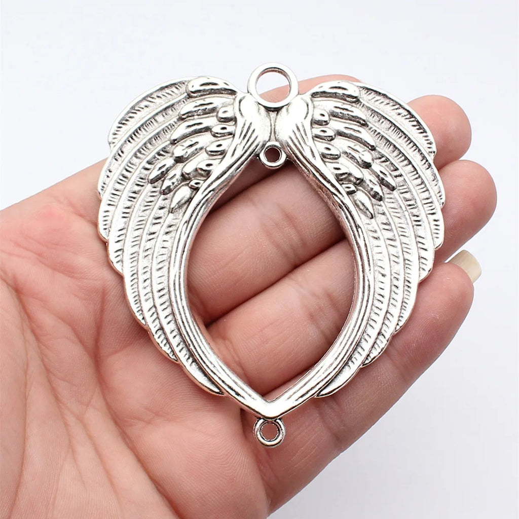 89x80mm 41.7g Antique Silver Zinc Alloy Large Wing Connector Charm for DIY Necklace Jewelry Making