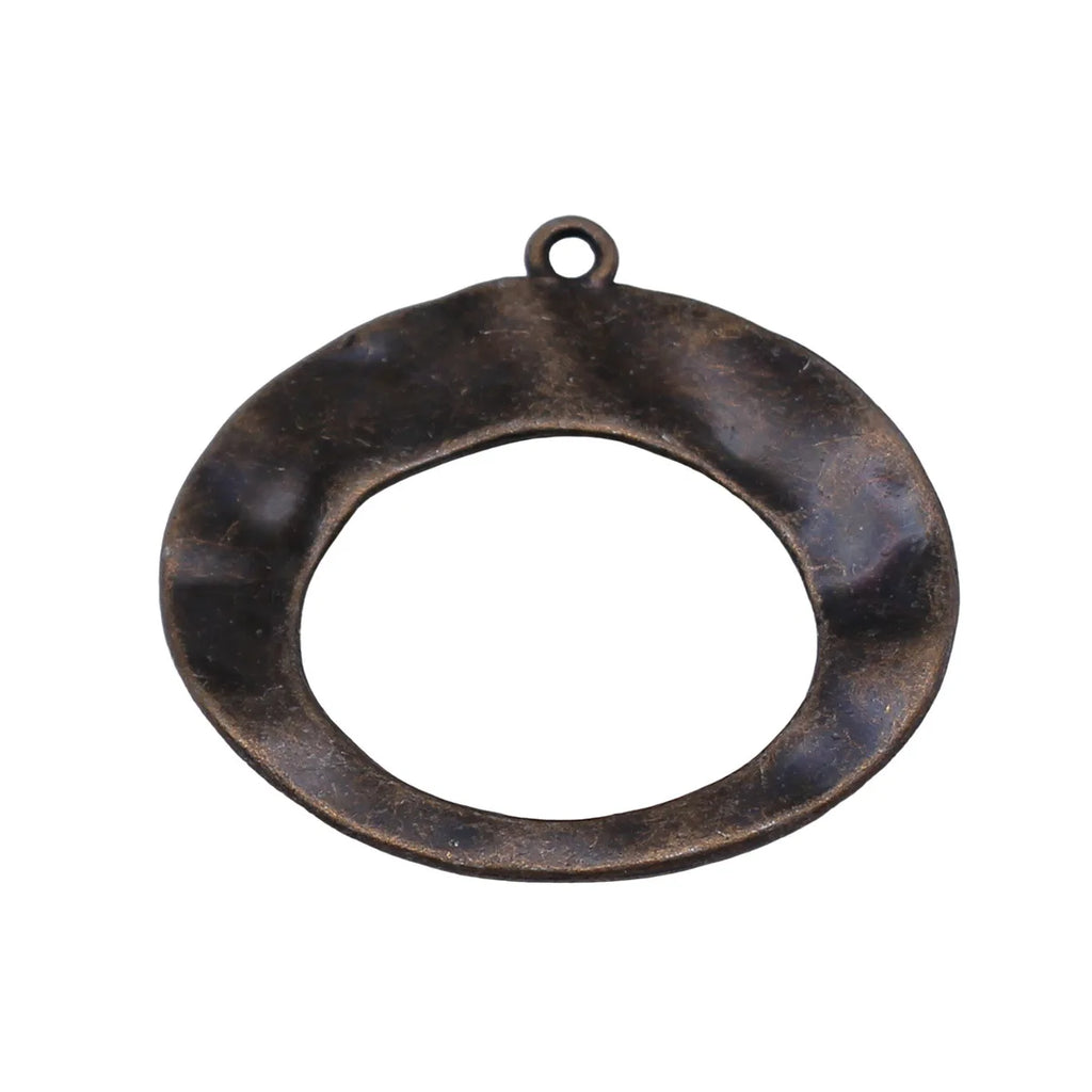32x29mm 2.4g Antique Bronze Zinc Alloy Hollow Hammered Geometric Charm Pendant for DIY Jewelry Making