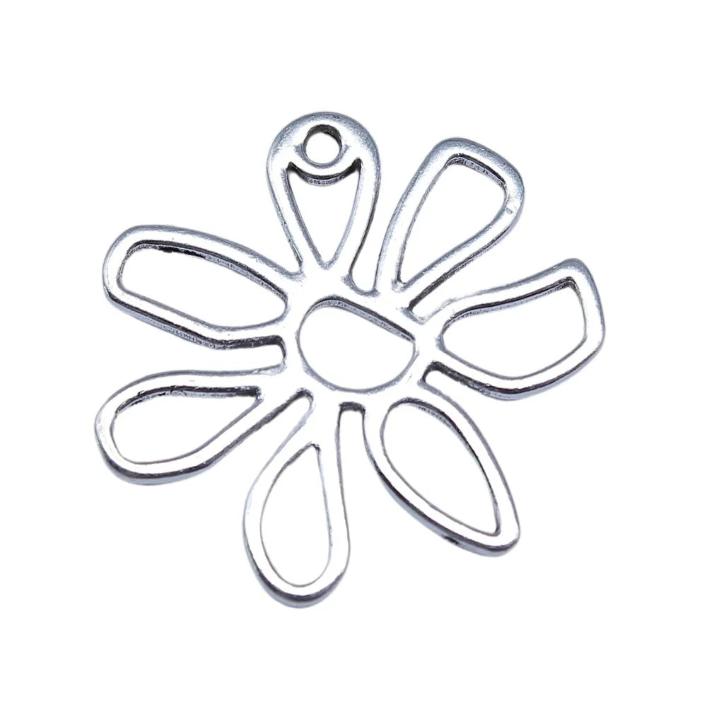 24x25mm 1.5g Multicolor Zinc Alloy Irregular Hollow Flower Charm Pendant for DIY Necklace Bracelet Making