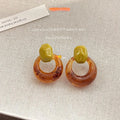 Original Design Contrast Color Acrylic Amber Round Geometric Drop Earrings