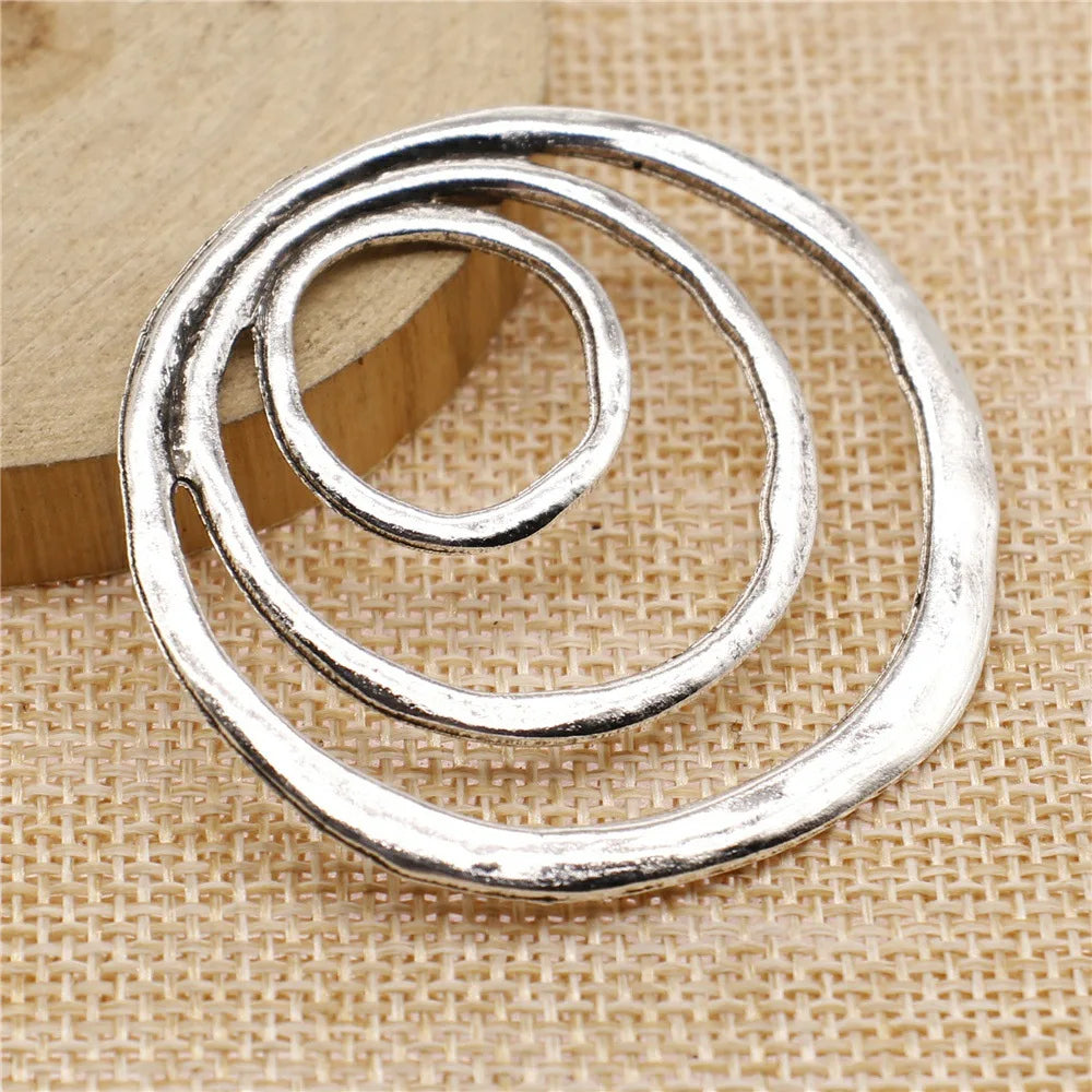 49x51mm 9.3g Multicolor zinc alloy Three Layer Round Ring charm pendant for DIY statement earrings