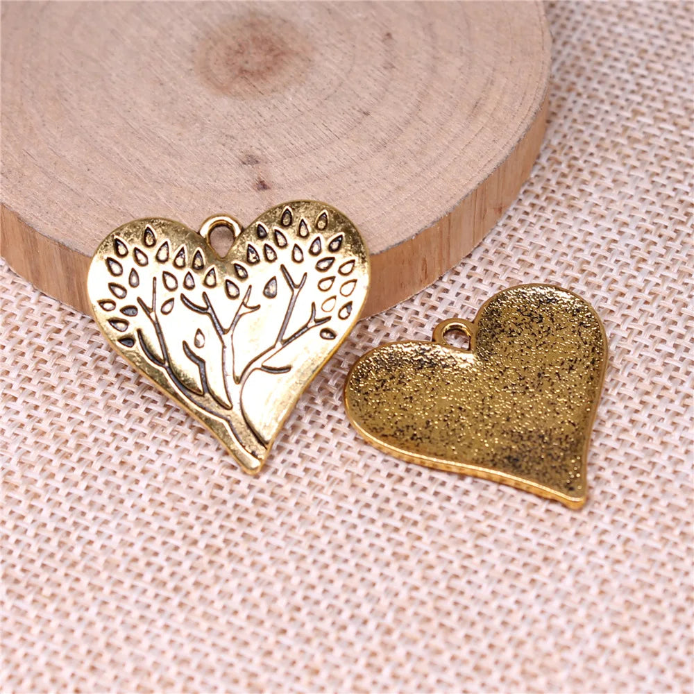 28x26mm 3.5g Multicolor Zinc Alloy Heart Tree of Life Charm Pendant for DIY Jewelry Making