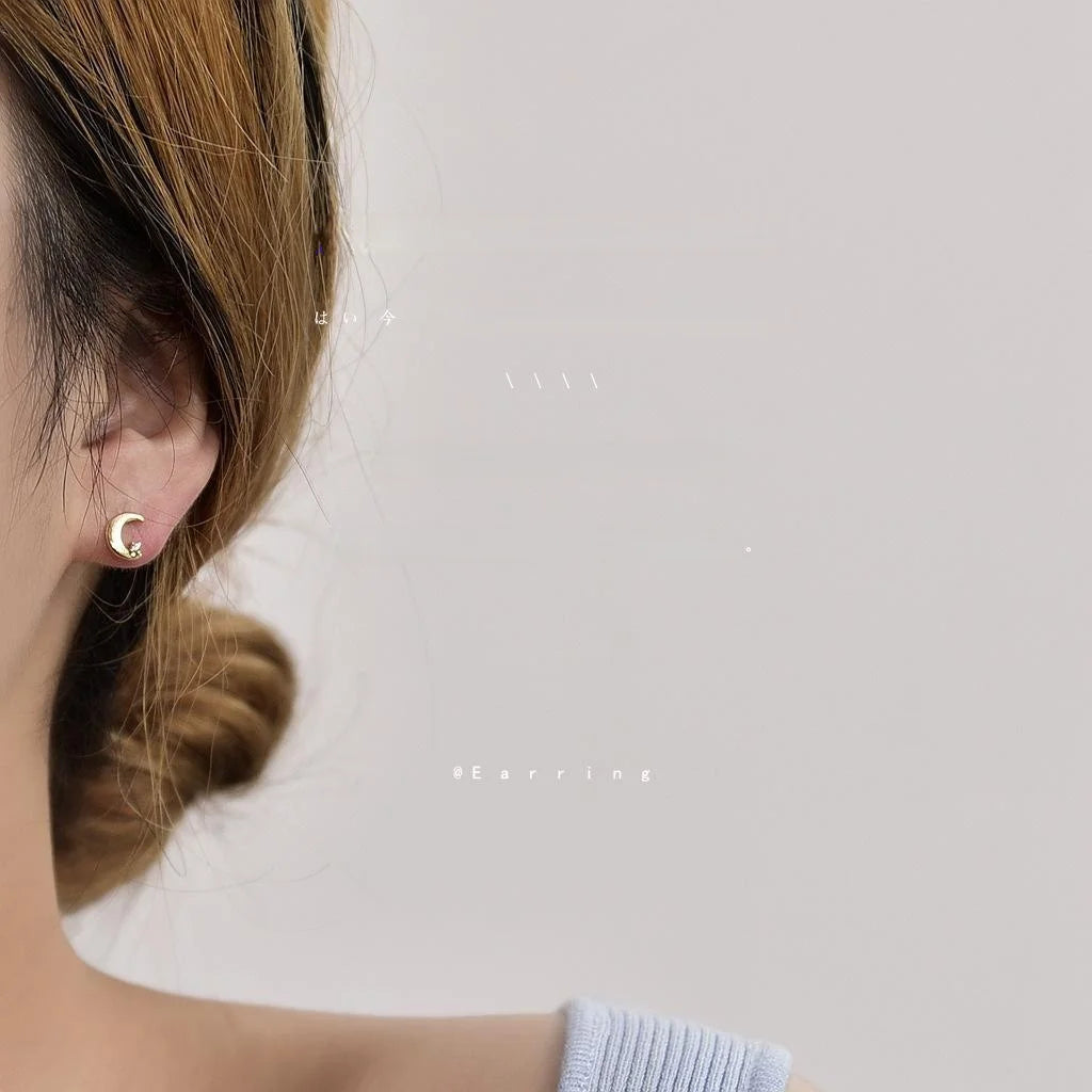 14K Gold Plated Copper Heart Cubic Zirconia Micro Pave Mini Stud Earrings Style