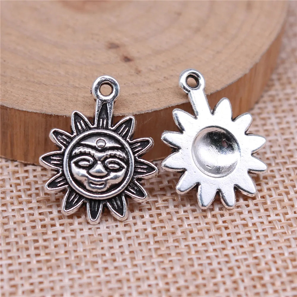 19x15mm 1.3g Multicolor Zinc Alloy Sun Charm Pendant for DIY Necklace Bracelet Jewelry Making