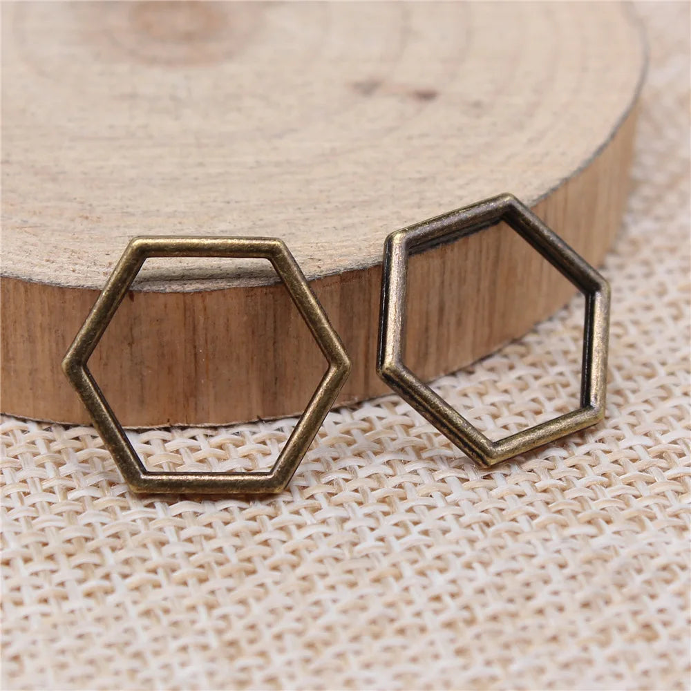 15x15mm 0.5g Antique Silver Zinc Alloy Hexagon Honeycomb Charm Pendant for Necklace Bracelet Making