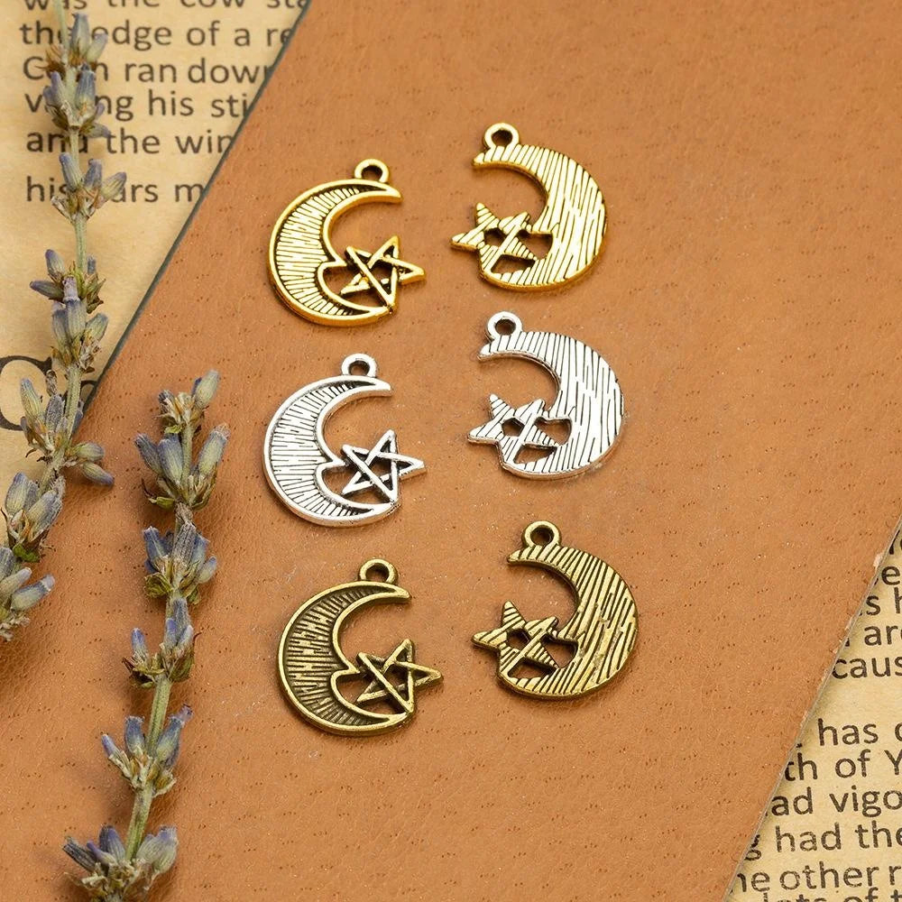 20x16MM Zinc Alloy Moon Charm Pendant for DIY Necklace Bracelet Jewelry Making