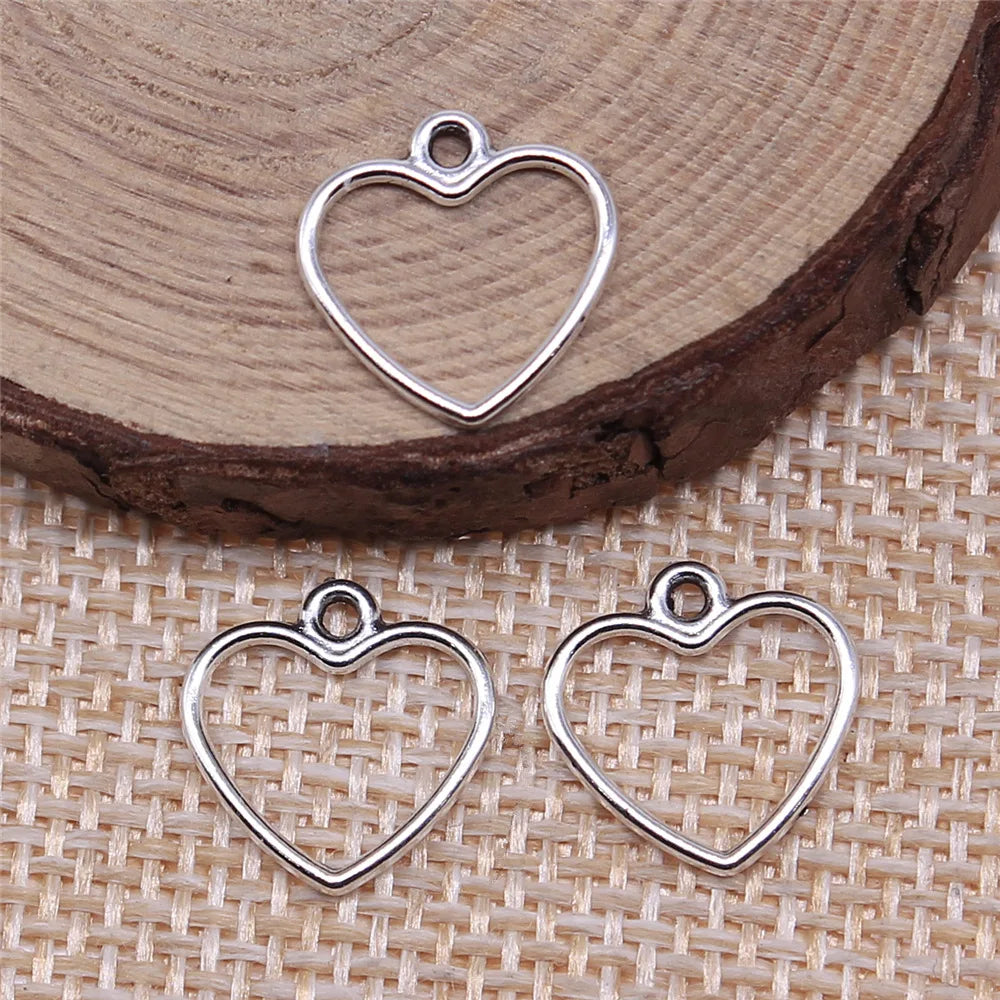 14x13mm 0.25g Multicolor Zinc Alloy Hollow Heart Frame charm pendant for DIY bracelet necklace making