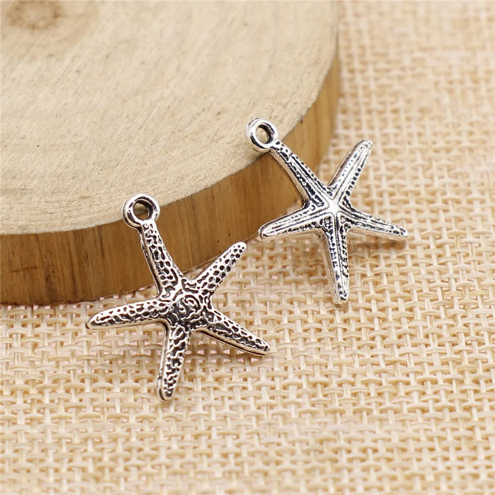 20x18mm 1.2g Multicolor Zinc Alloy Starfish Charm Pendant for Ocean Theme Jewelry Making