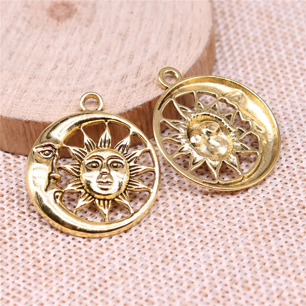 24x24mm 2.7g Multicolor Zinc Alloy Moon Sun Charm Pendant for DIY Necklace Bracelet Jewelry Making