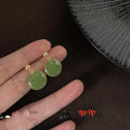 Mint Green Round Geometric Copper Stud Earrings Korean French Niche Style Jewelry