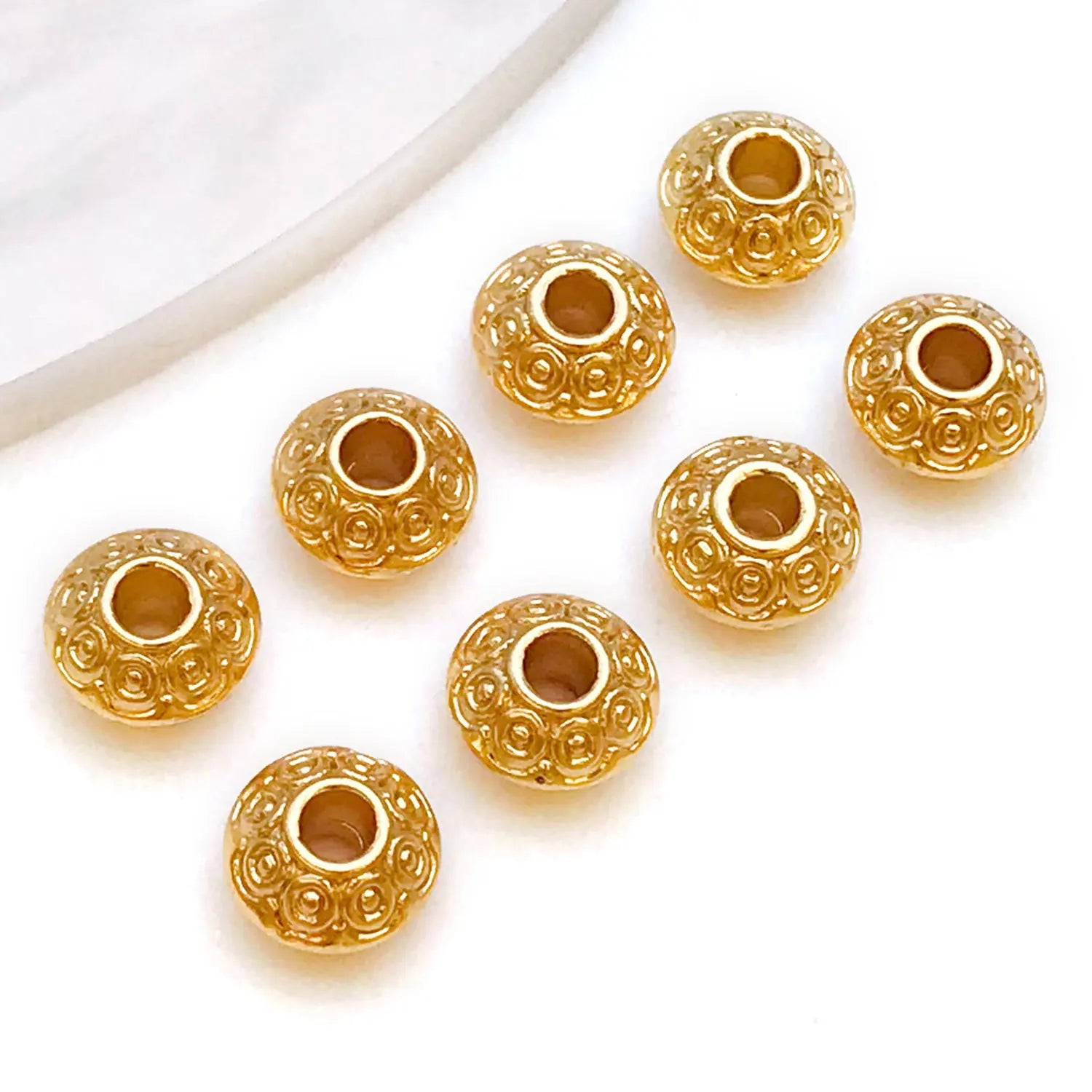 Zinc Alloy 18K Gold Plated Flat Flying Saucer Spacer Bead for Bracelet Making
