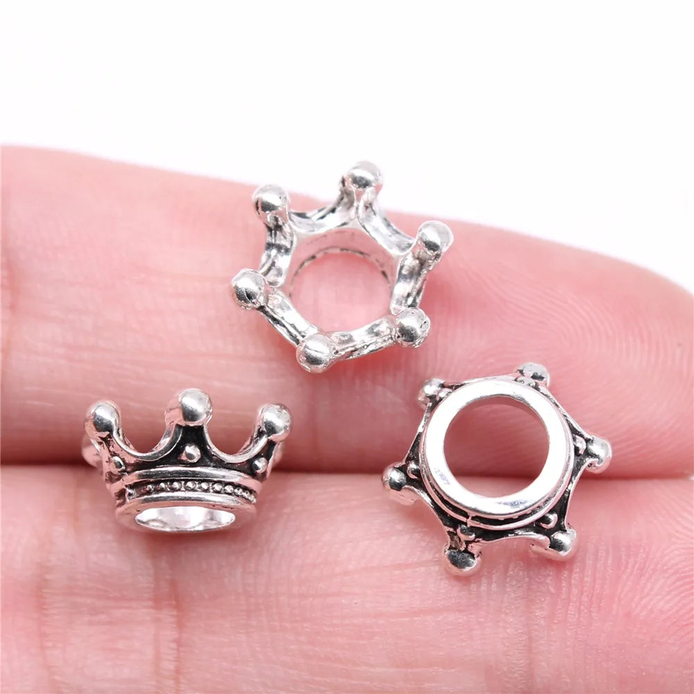 12x12x6mm 1.1g Antique Silver Zinc Alloy 3D Crown Charm Pendant for DIY Necklace Bracelet Jewelry