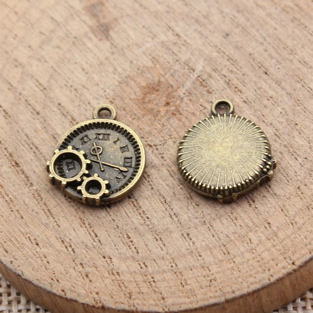 16x14mm 1.7g Multicolor Zinc Alloy Gear Clock Charm Pendant for DIY Steampunk Jewelry Making