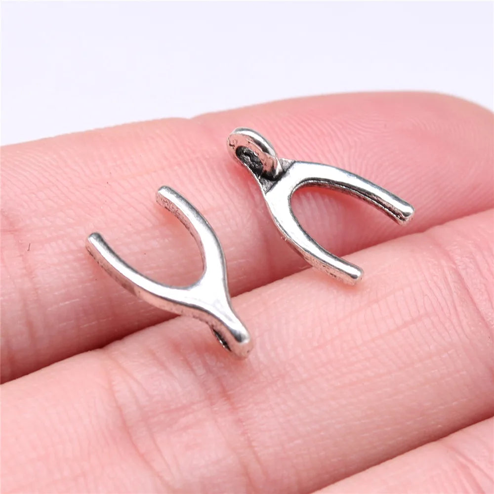 15x8mm 0.5g Multicolor Zinc Alloy Wishbone Charm Pendant for DIY Necklace Bracelet Jewelry Making