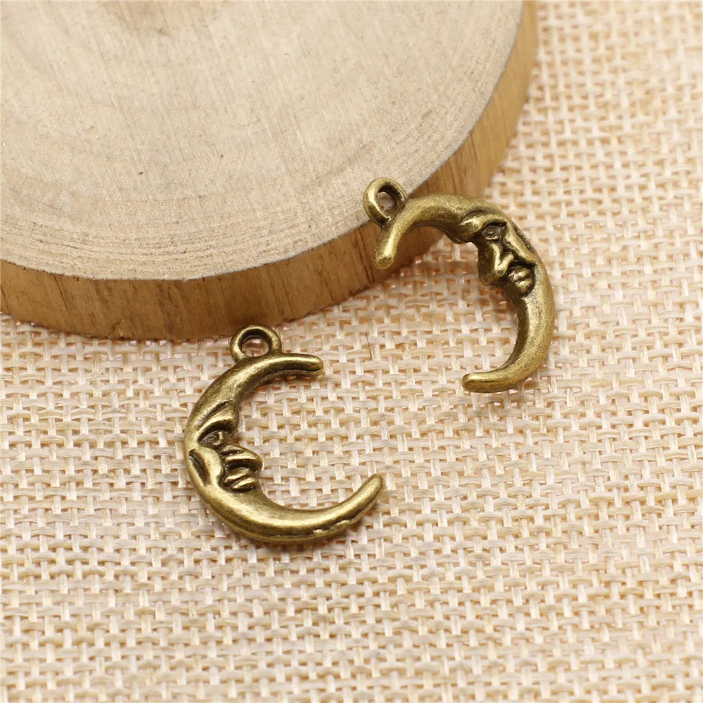 21x15mm 1.8g Multicolor Zinc Alloy Moon Celestial Charm Pendant for DIY Necklace Bracelet Making