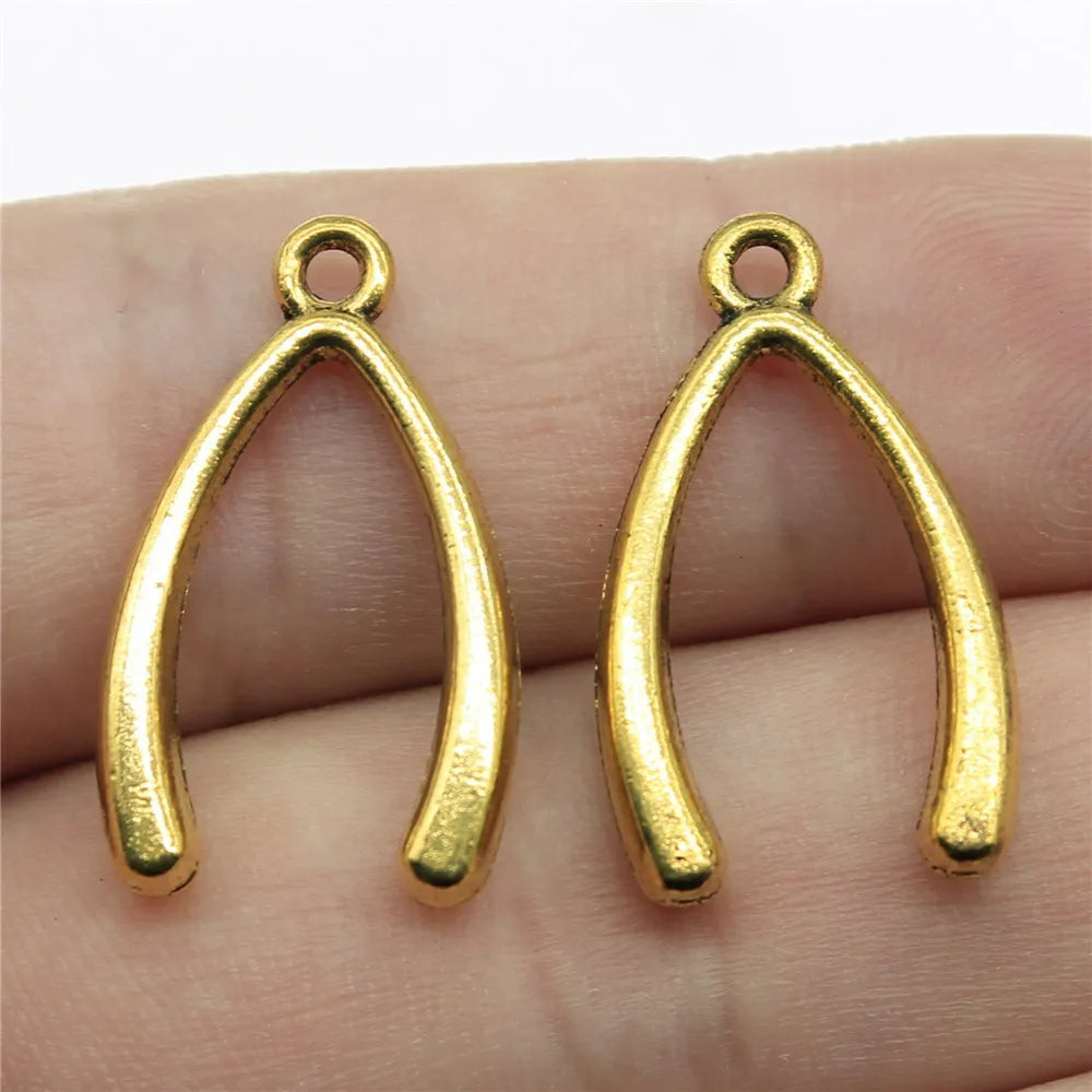 25x14mm 1.5g Multicolor Zinc Alloy Wishbone Charm Pendant for DIY Necklace Bracelet Jewelry Making