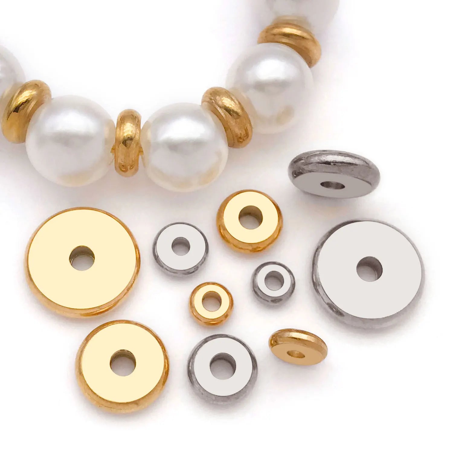 Stainless Steel Wheel Disc Round Abacus Spacer Beads for DIY Bracelet Jewelry Making