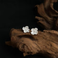Light Luxury Copper Flower Petal Micro Pave Zircon Stud Earrings
