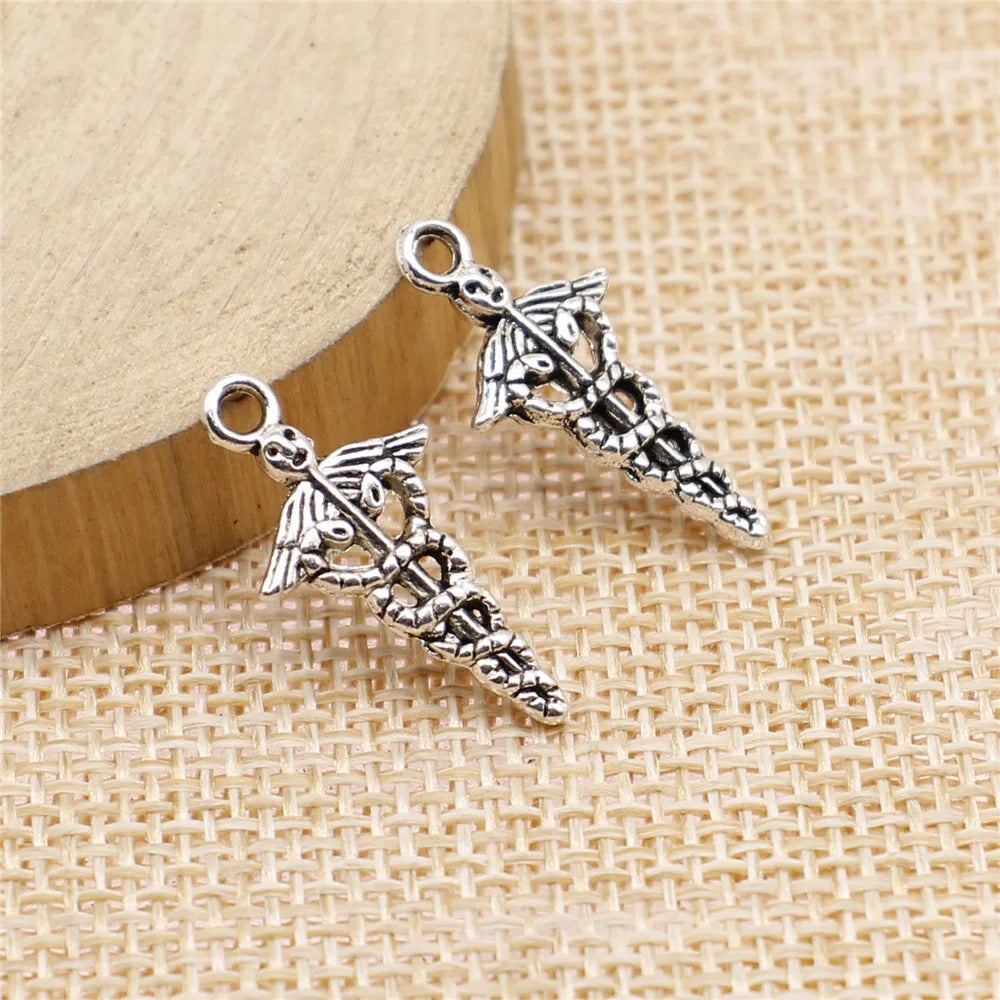23x11mm 0.9g Antique Silver Zinc Alloy Cane Medical Symbol Charm Pendant for DIY Bracelet Necklace
