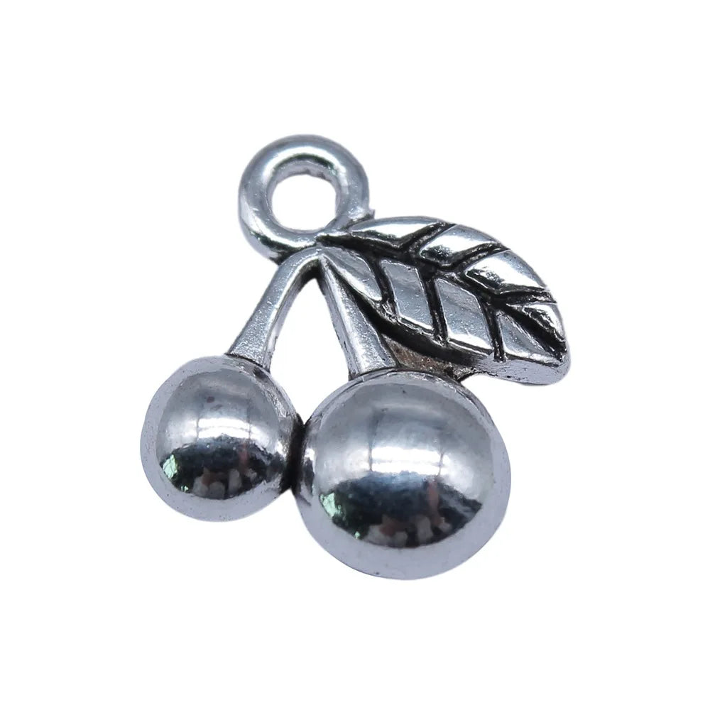 15x15mm 1g Antique Silver Zinc Alloy Cherry Charm Pendant for DIY Bracelet Necklace Jewelry Making