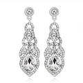 Luxury Bridal Rhinestone Crystal Teardrop Tassel Long Dangle Earrings For Wedding Party Banquet Gift