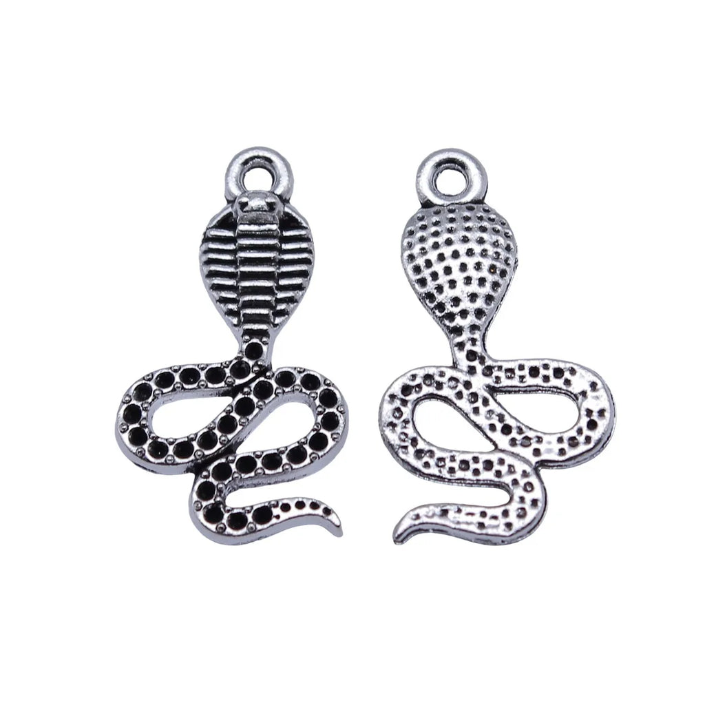 25x14mm 1.2g Antique Silver Zinc Alloy Cobra Charm Pendant for DIY Necklace Bracelet Jewelry Making