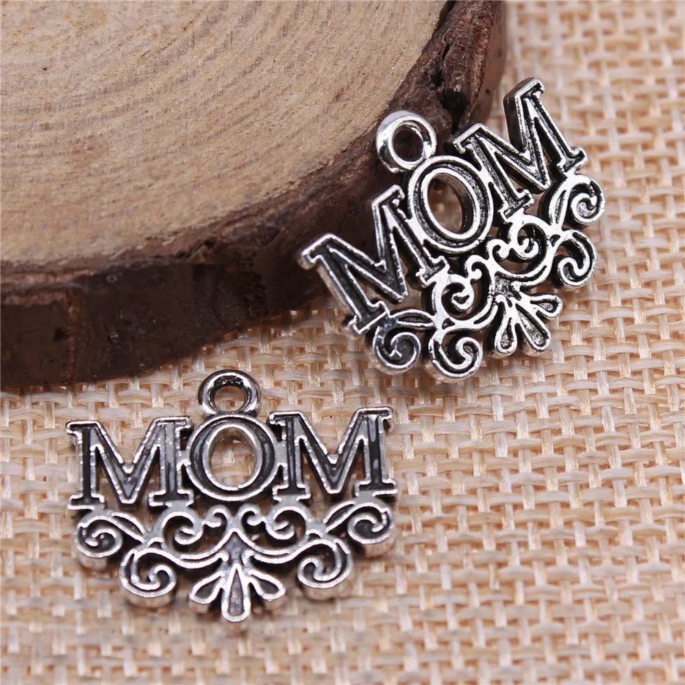20x17mm 1.8g Multicolor Zinc Alloy MOM Cloud Shape Letter Charm Pendant for DIY Bracelet Necklace Making
