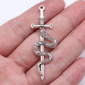 54x17mm 3.4g Antique Silver Zinc Alloy Snake Sword Charm Pendant for DIY Cosplay Jewelry Making