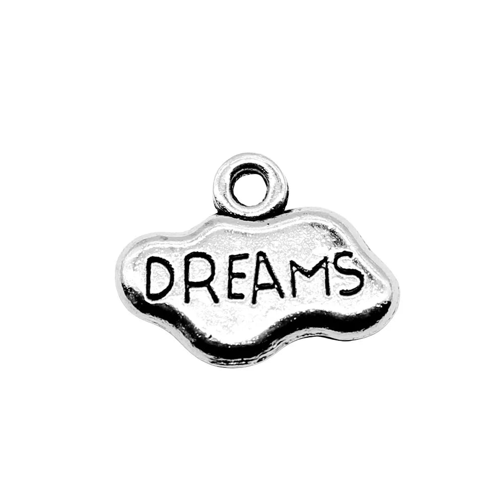 17x13mm 0.9g Zinc Alloy Dreams Word Tag Letter Charm Pendant for DIY Necklace Bracelet Jewelry Making