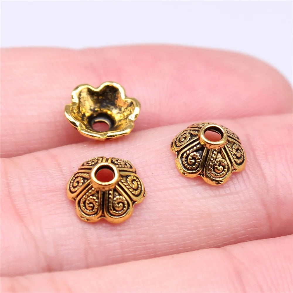 9x9x4mm 0.4g Multicolor Zinc Alloy Flower Bead Cap Jewelry Findings for DIY Necklace Bracelet Making