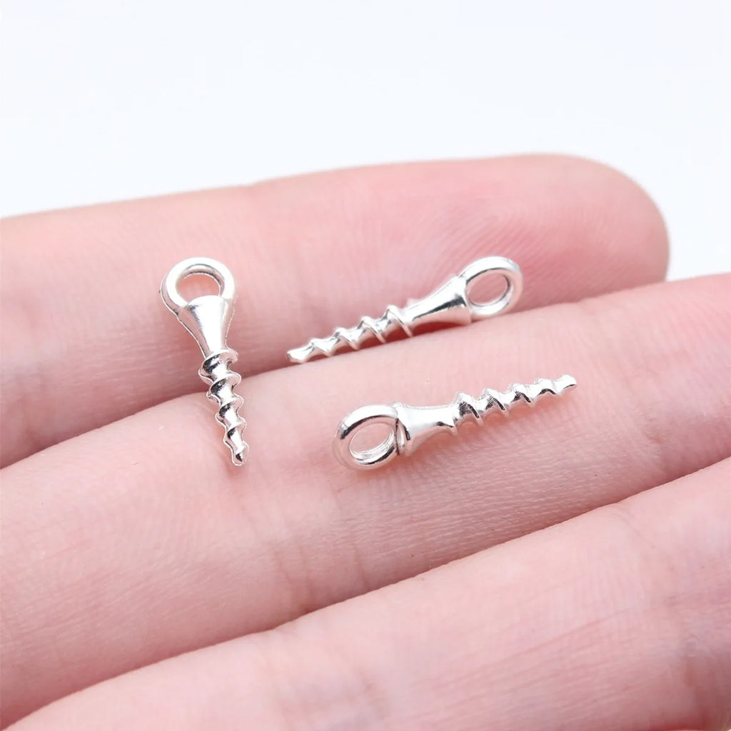 16x4.8mm 0.27g Antique Silver Zinc Alloy Screw Nail Charm Pendant for Tool Theme DIY Jewelry Making