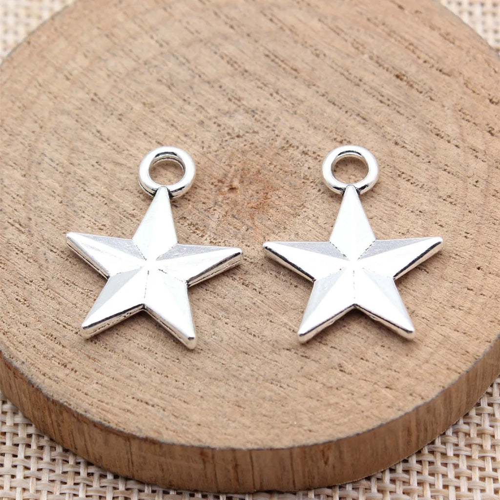 24x19mm 2.1g Multicolor Zinc Alloy Five-Point Star Charm Pendant for Bracelet Necklace DIY Jewelry Making