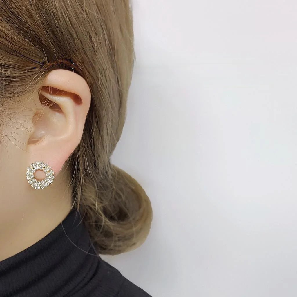 Fashion Copper Rhinestone Hollow Round Geometric Drop Earrings For Women