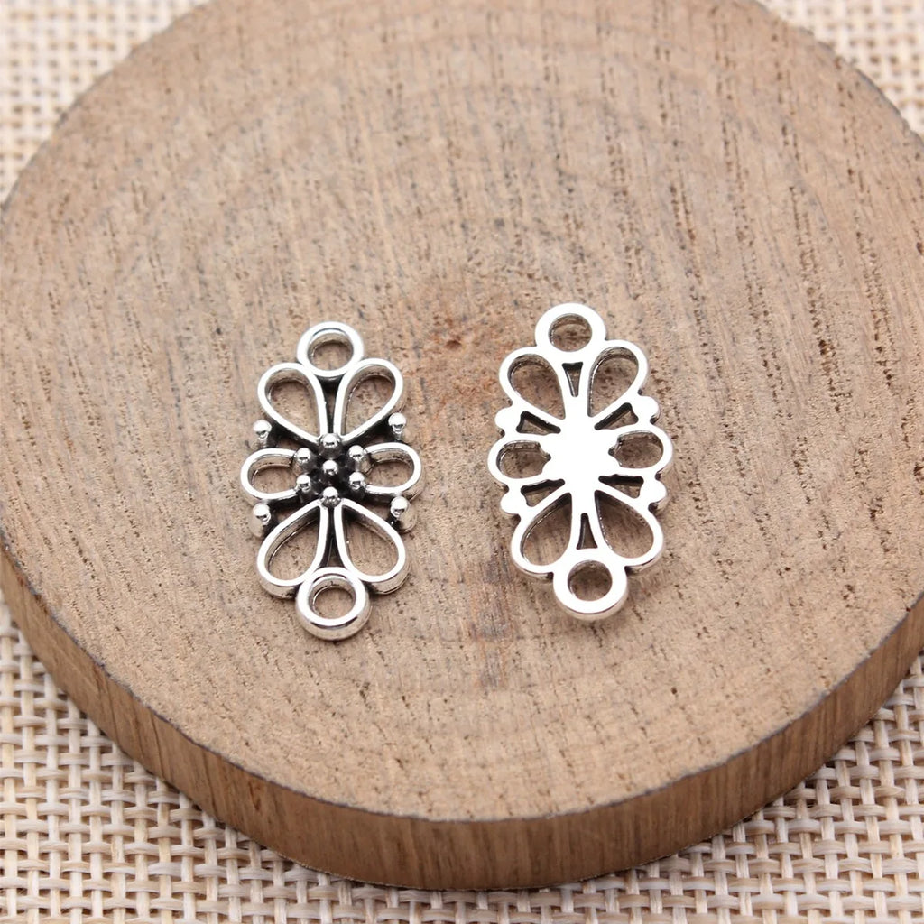 22x11mm 1.1g Multicolor Zinc Alloy Flower Filigree Connector Charm for DIY Jewelry Accessories