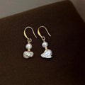 Baroque Irregular Freshwater Pearl Drop Earrings Light Luxury Designer Geometric Jewelry