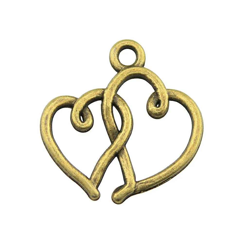 19x19mm 0.9g Zinc Alloy Heart Charm Pendant for DIY Bracelet Necklace Jewelry Making Projects