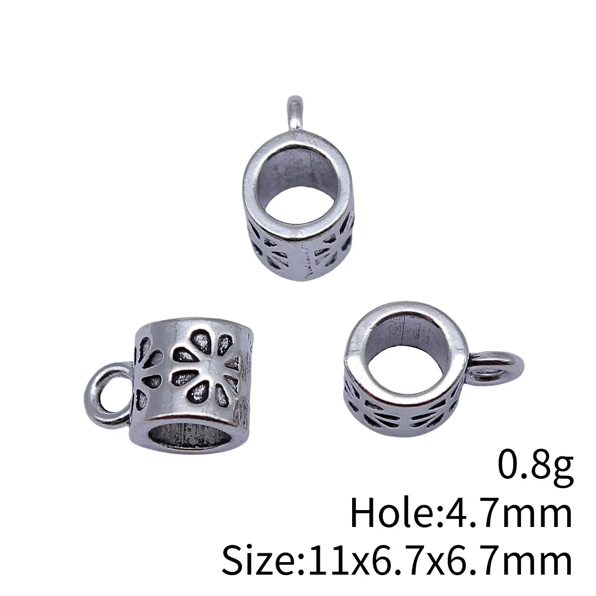11x6.7x6.7mm 0.8g Antique Silver Zinc Alloy Three-Hole Bail Connector Charm for DIY Pendant Jewelry Making