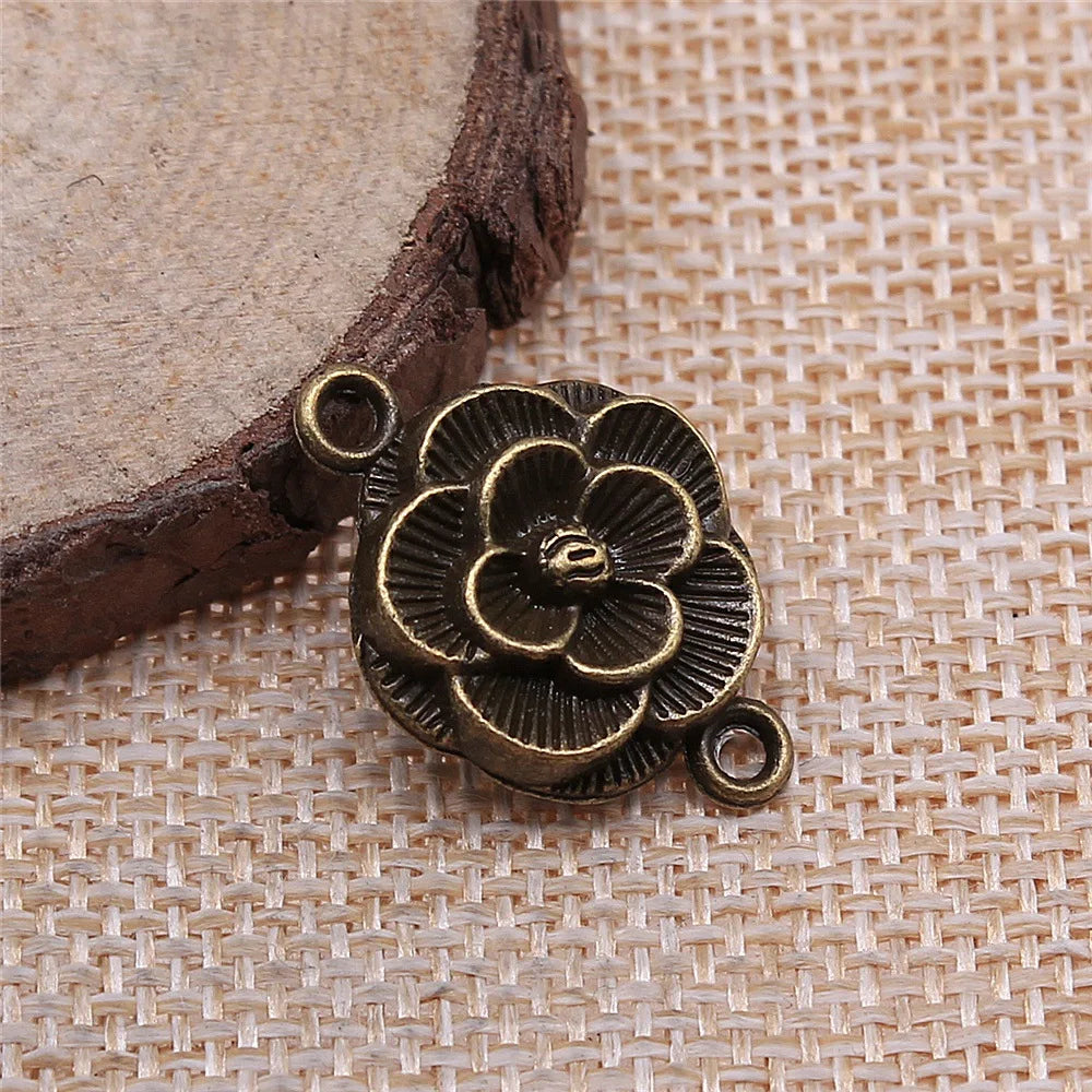 25x17mm 2.1g Multicolor Zinc Alloy Flower Connector Charm for DIY Necklace Bracelet Jewelry Making