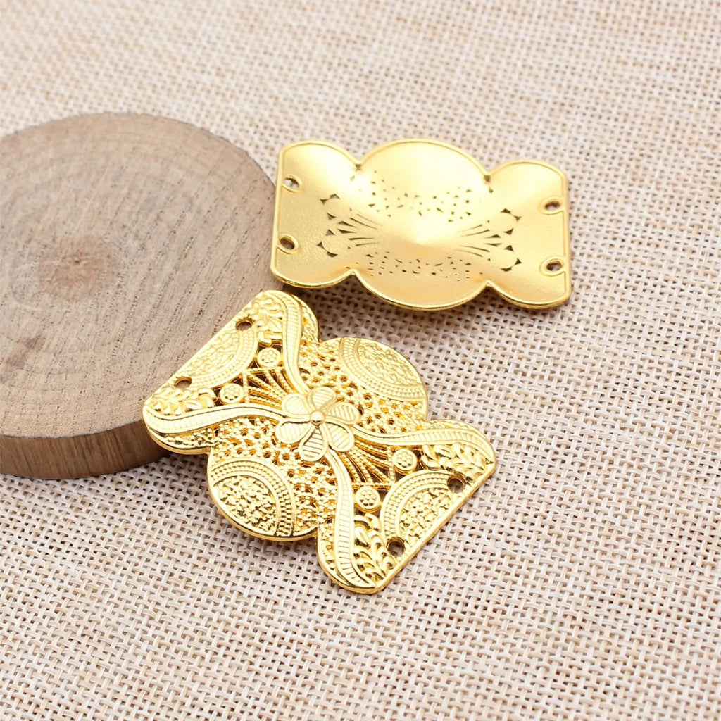 44x36mm 7.6g Bright Gold Zinc Alloy Four-Hole Connector Charm for Body Chain Waist Chain Jewelry