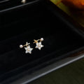 Mini Zircon Flower Stud Earrings 14K Gold Plated Copper Light Luxury Style