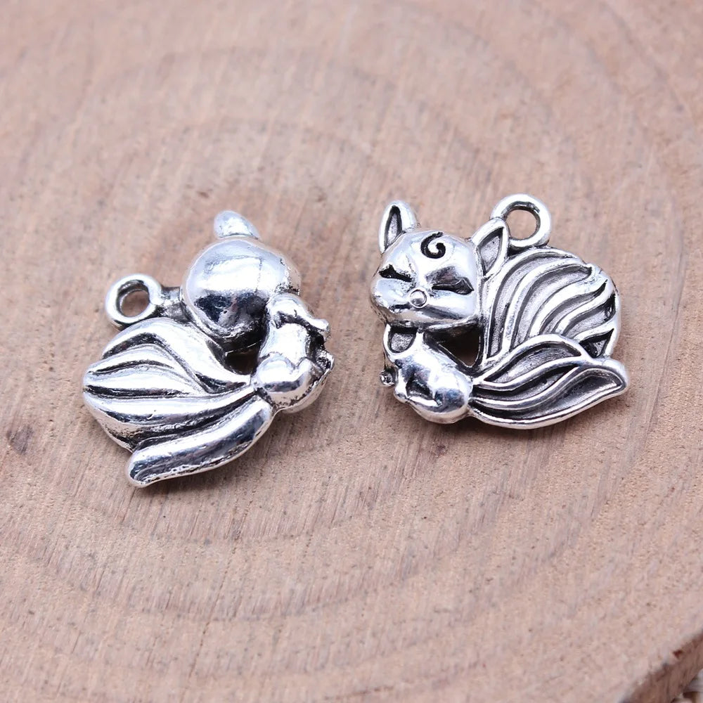 13x14mm 1.9g Multicolor Zinc Alloy Nine Tailed Fox charm pendant for necklace bracelet DIY jewelry making