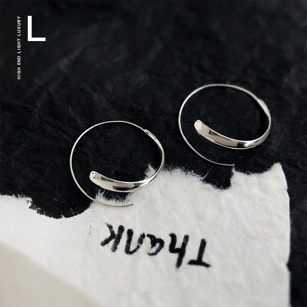 Minimalist Copper Geometric Line Hoop Drop Earrings Fashion Commuter Trendy Niche Design