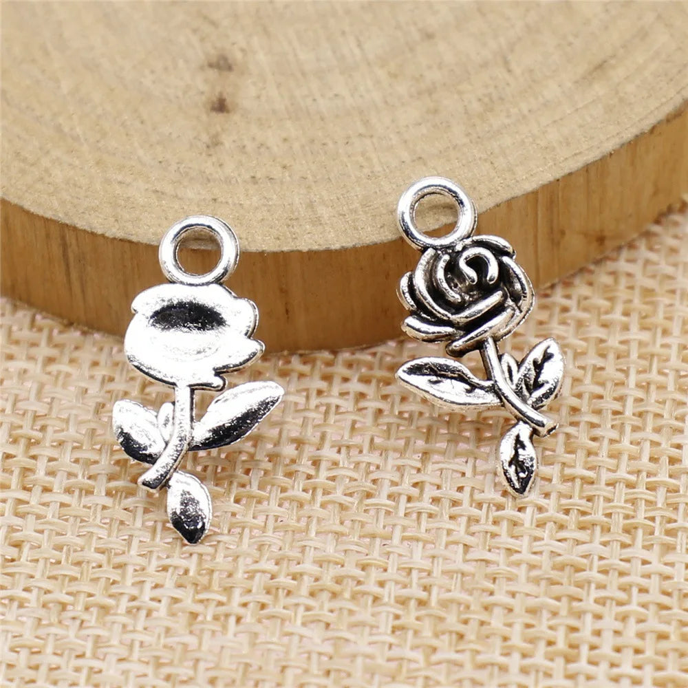 21mm 0.8g Multicolor Zinc Alloy Rose Flower charm pendant for DIY necklace bracelet making