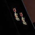 Light Luxury Geometric Chinese Character Zircon Eco Copper Silver Plated Drop Earrings
